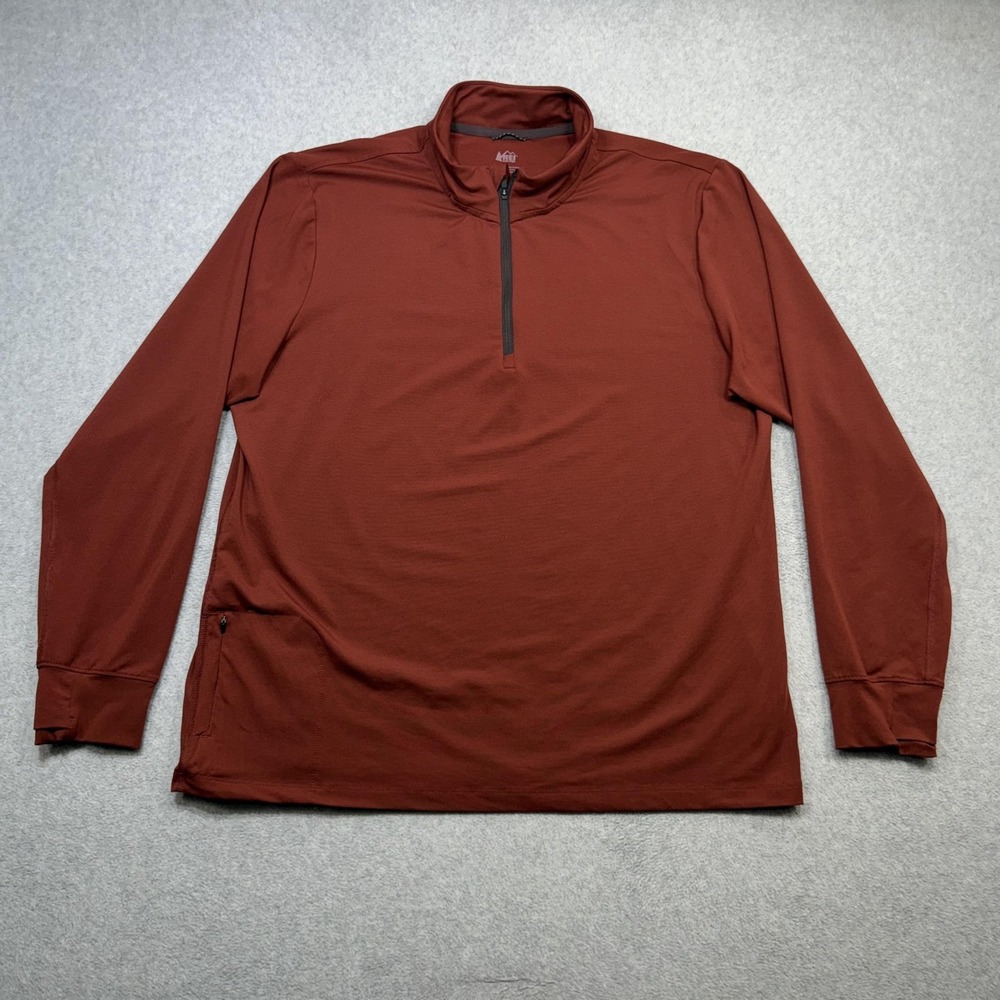REI Co-op Active Pursuits 1/4 Zip Pullover Mens Large Orange Performance Hiking